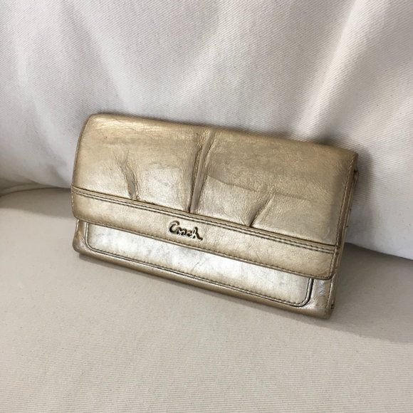 Coach Handbags - Coach Gold Wallet 7.5" x 4"